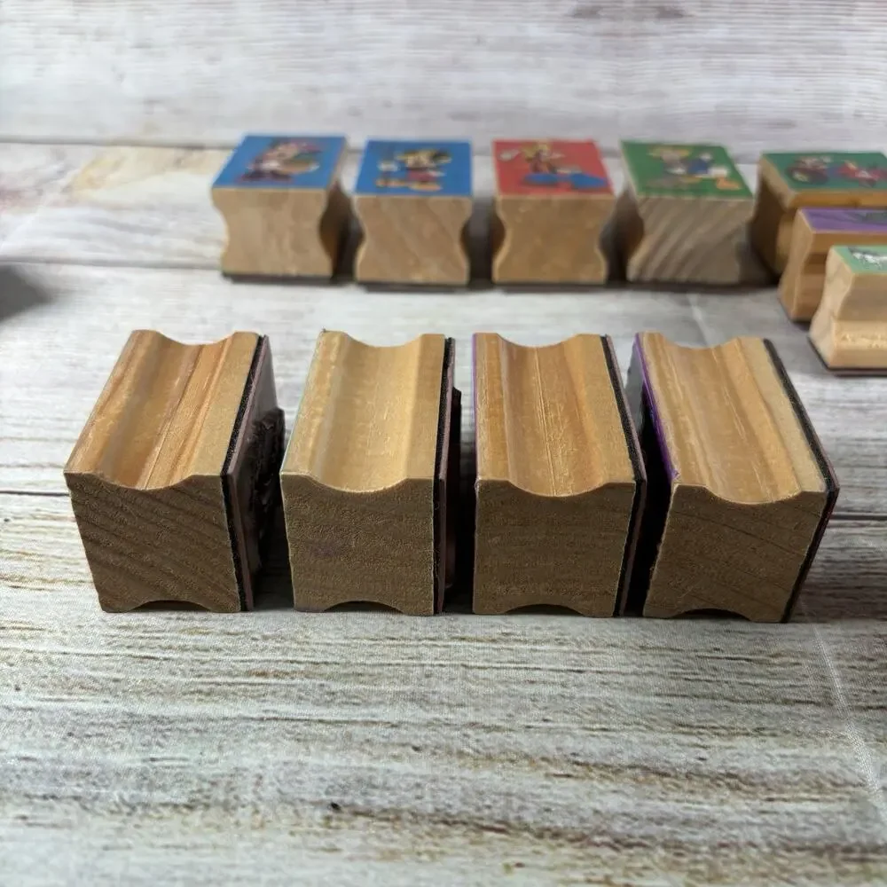 Disney Wooden Rubber Stamp Lot of 23 Mickey Mouse Princess Ariel Planes Craft